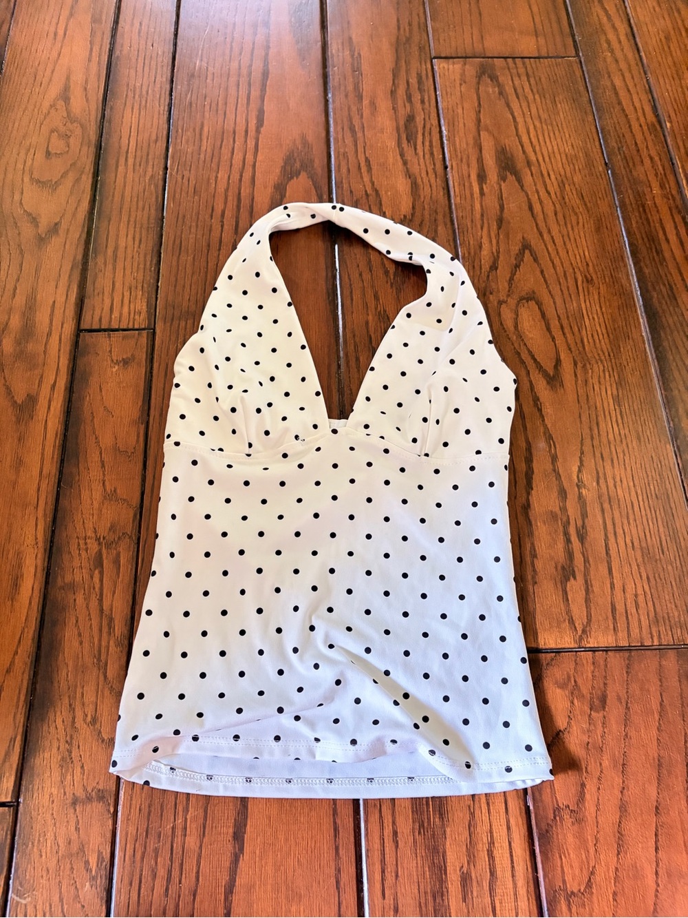 T.J.Maxx White Halter Tank with Black Polka Dots
